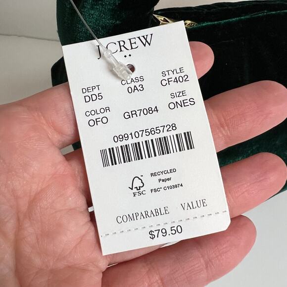 NEW JCrew Women's Velvet Emerald Green Double Knot Hobo Hand Bag in Old Forest - Picture 3 of 9